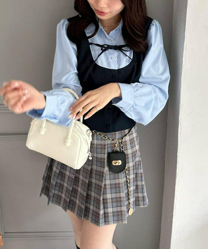 拼接蝴蝶結設計 襯衫