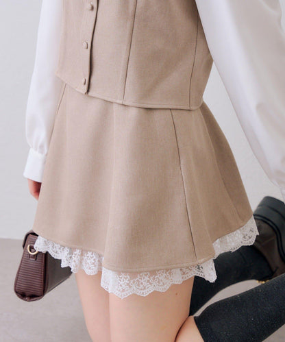 下襬蕾絲迷你半身裙