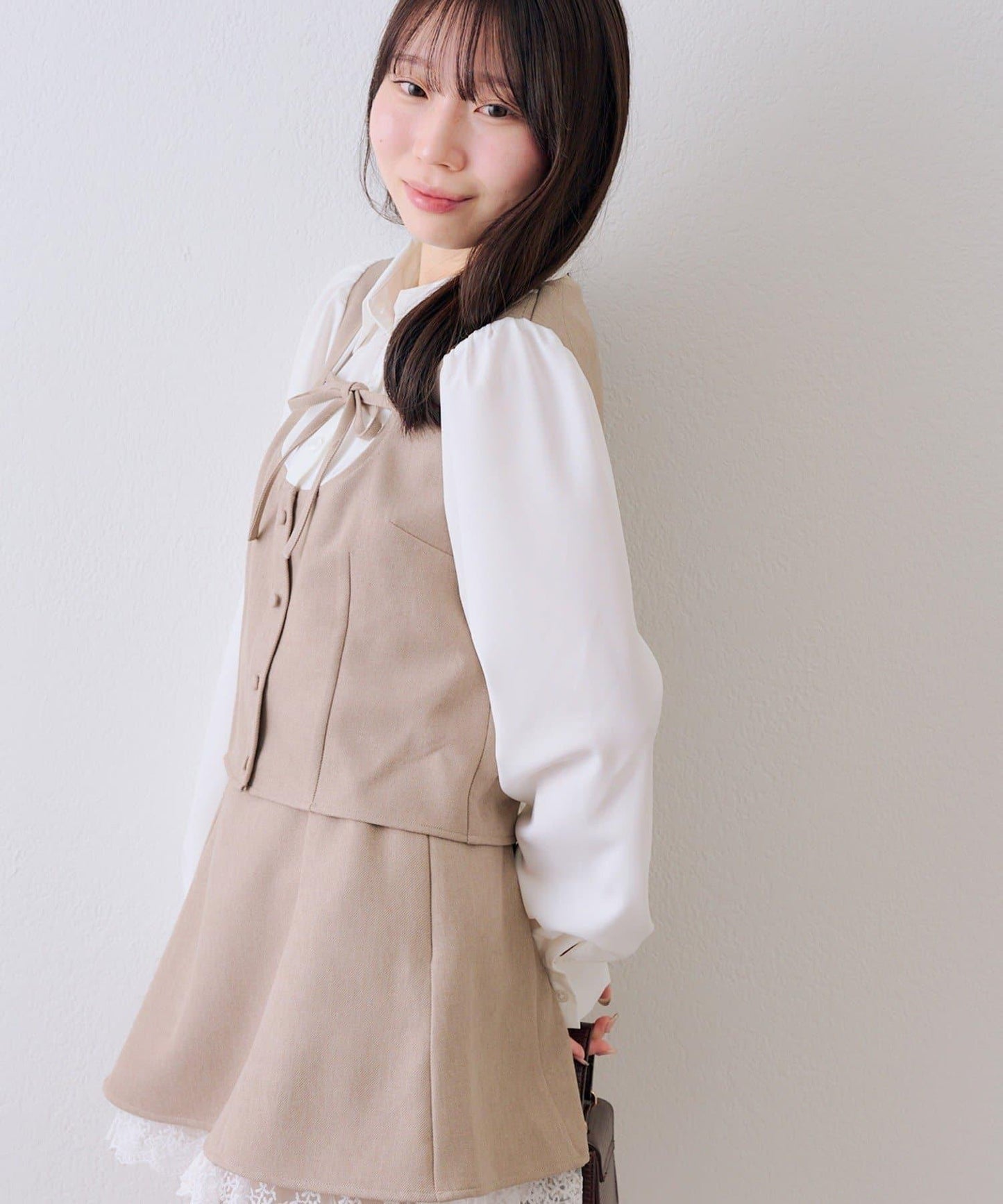 拼接蝴蝶結設計 襯衫