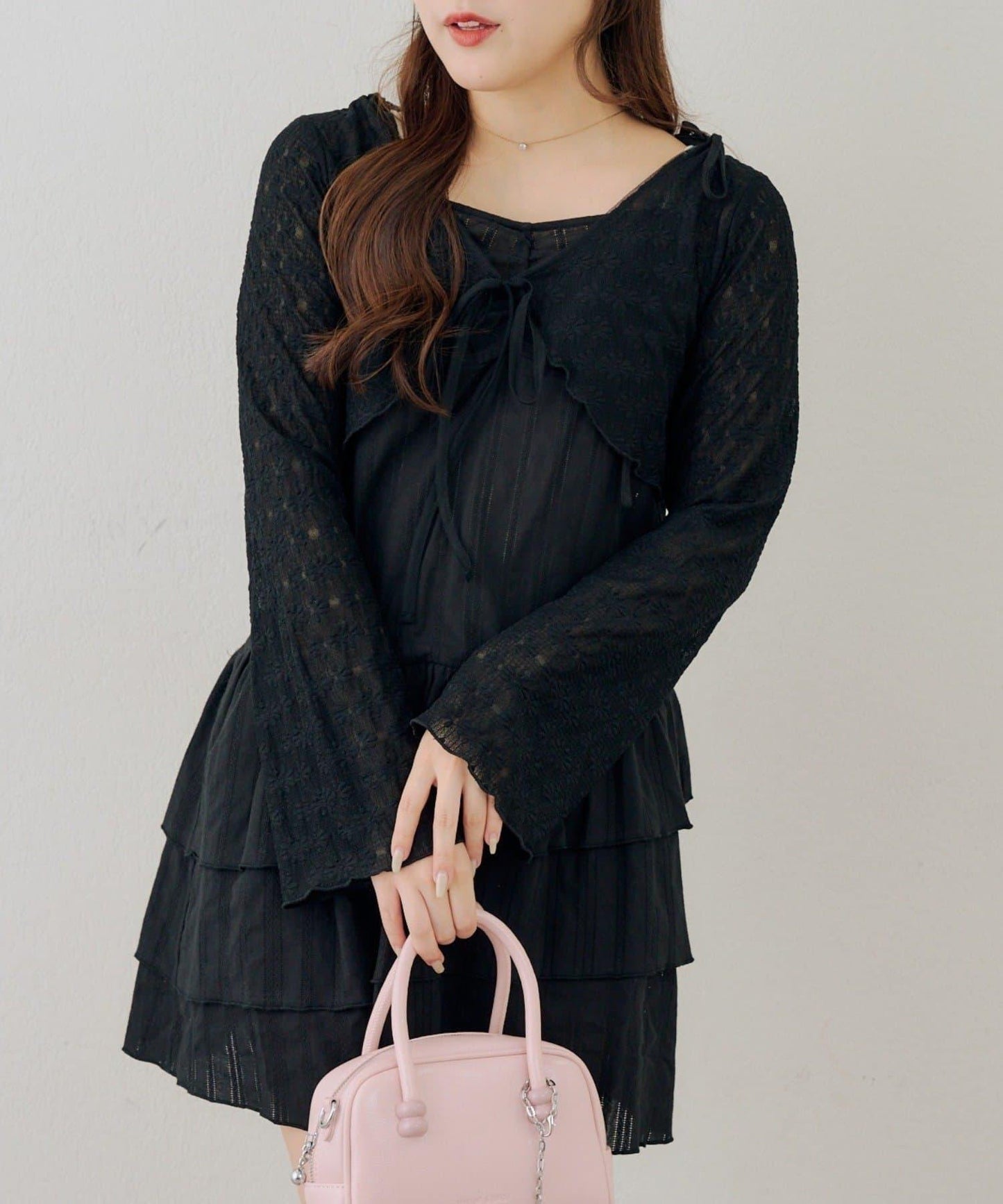 蕾絲小披肩吊帶長款上衣套裝