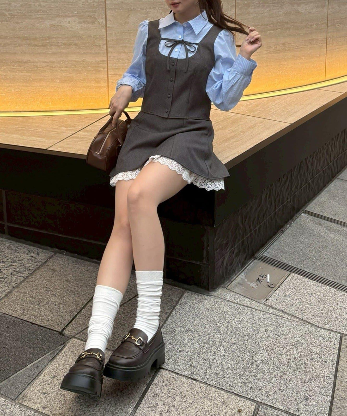 拼接蝴蝶結設計 襯衫