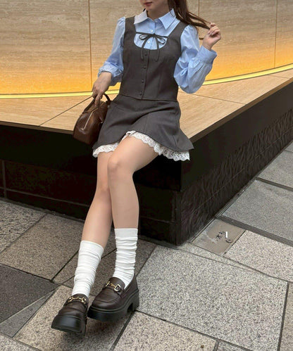 拼接蝴蝶結設計 襯衫