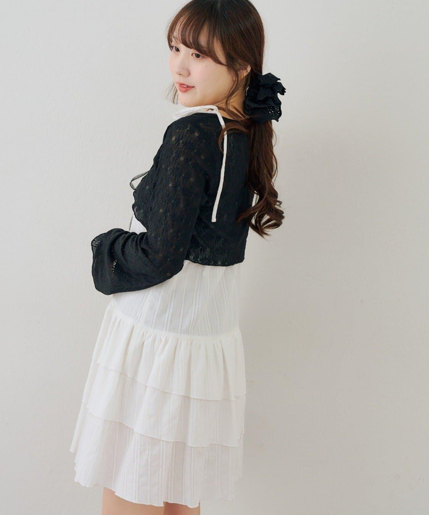 蕾絲小披肩吊帶長款上衣套裝