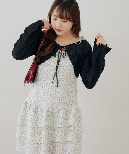 蕾絲小披肩吊帶長款上衣套裝