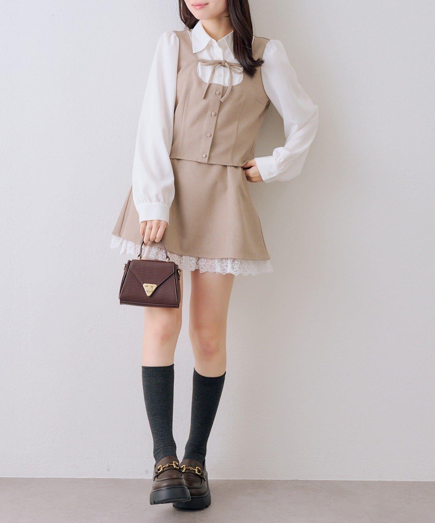 拼接蝴蝶結設計 襯衫