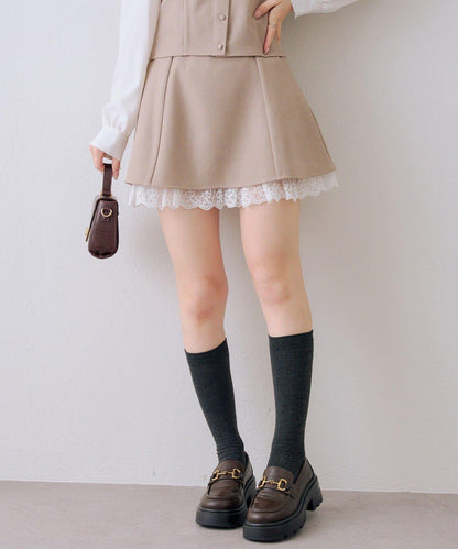下襬蕾絲迷你半身裙