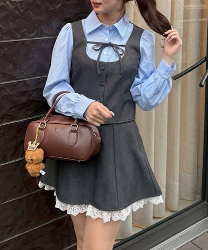 下襬蕾絲迷你半身裙