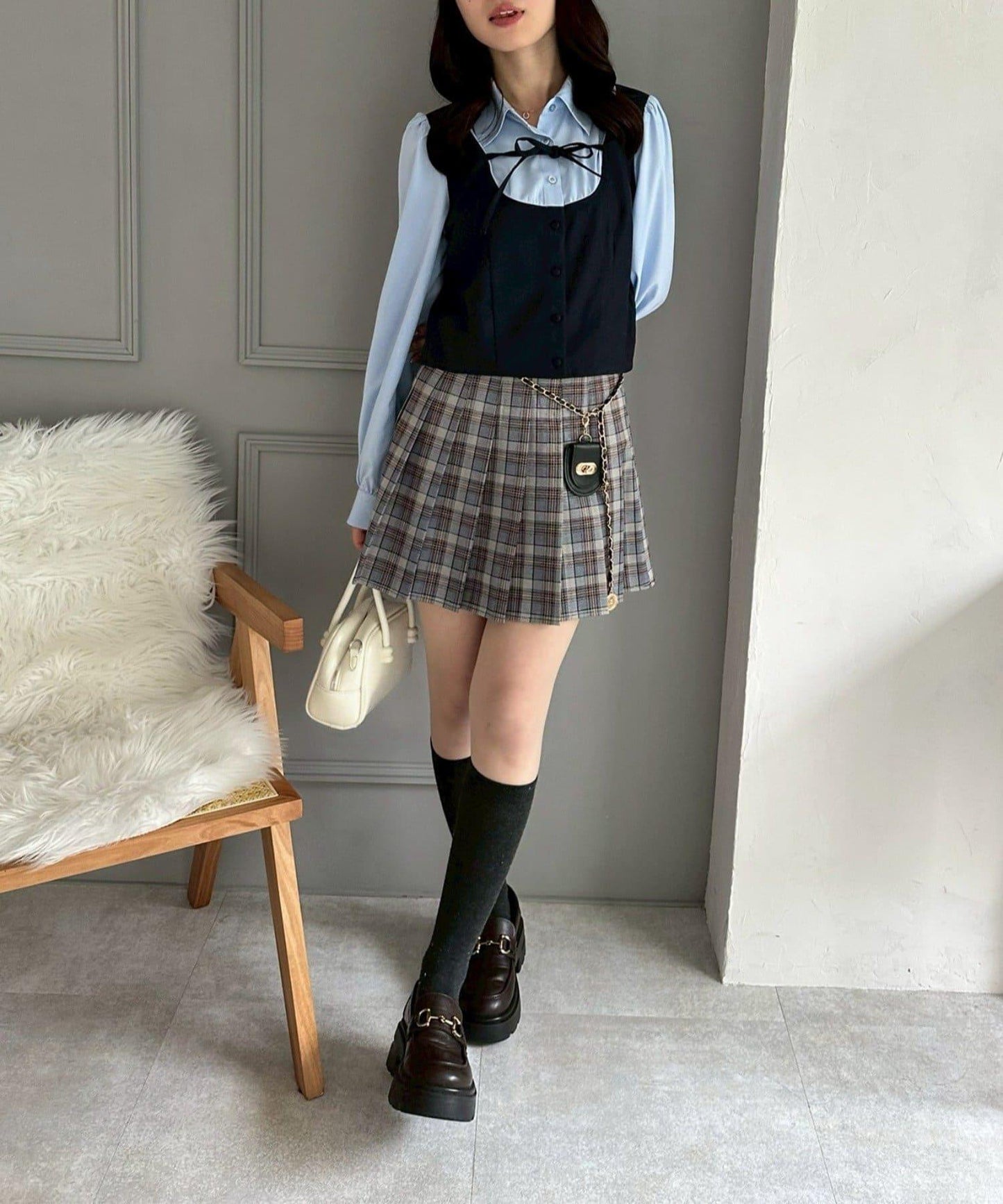 拼接蝴蝶結設計 襯衫