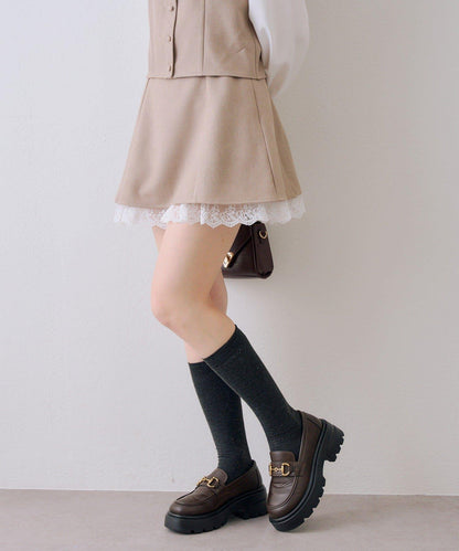 下襬蕾絲迷你半身裙