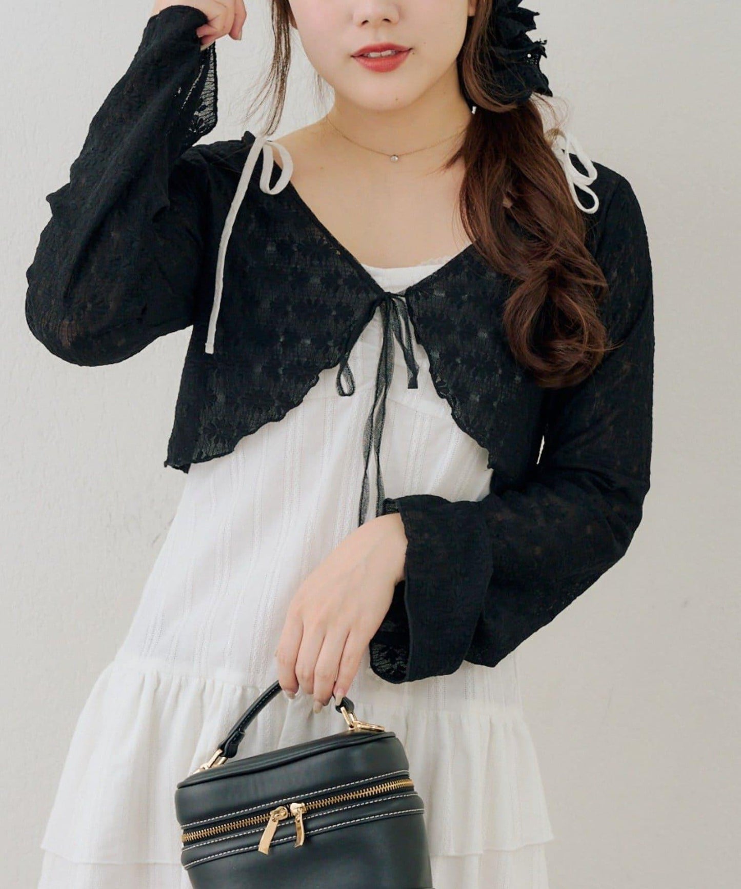 蕾絲小披肩吊帶長款上衣套裝