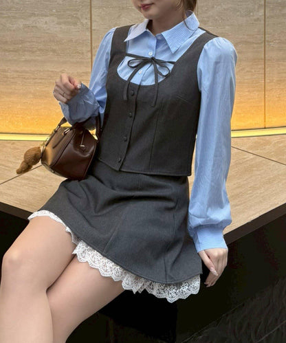 拼接蝴蝶結設計 襯衫