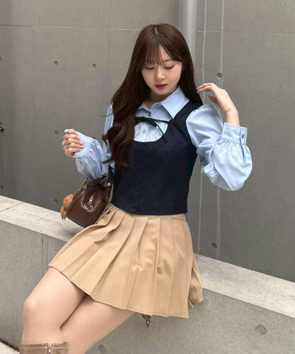 拼接蝴蝶結設計 襯衫