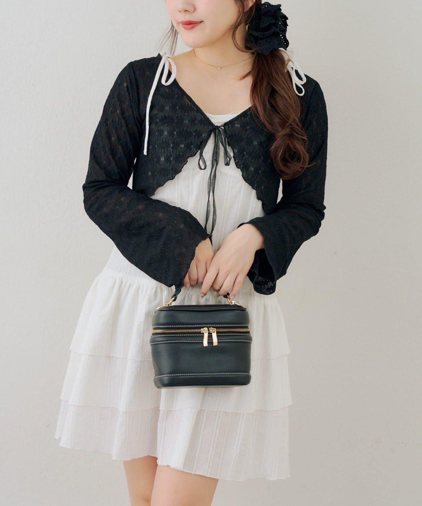 蕾絲小披肩吊帶長款上衣套裝