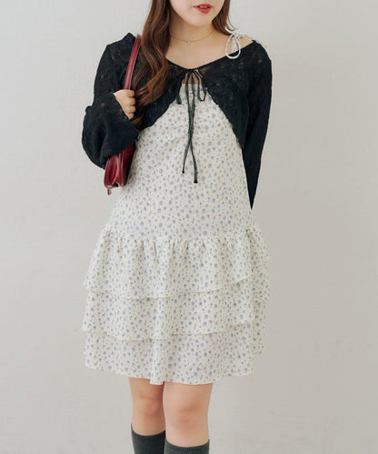 蕾絲小披肩吊帶長款上衣套裝