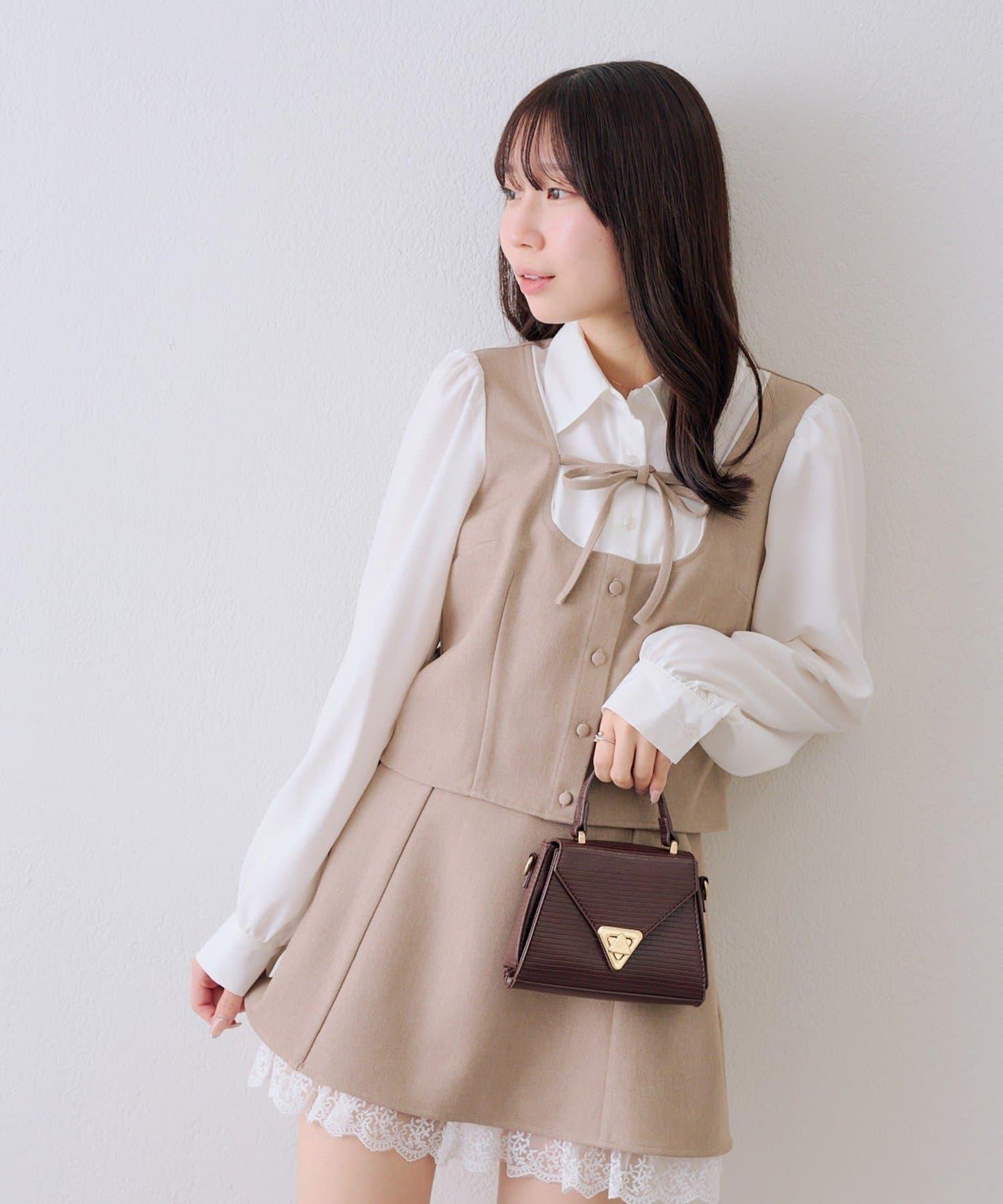 拼接蝴蝶結設計 襯衫