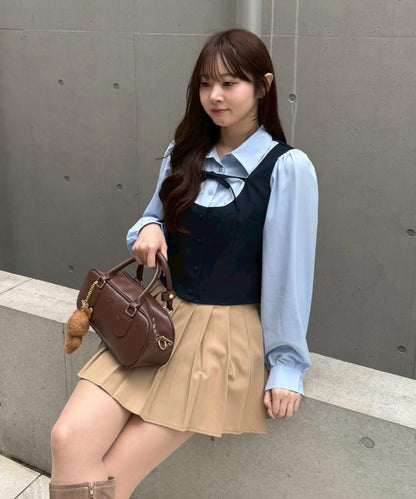 拼接蝴蝶結設計 襯衫