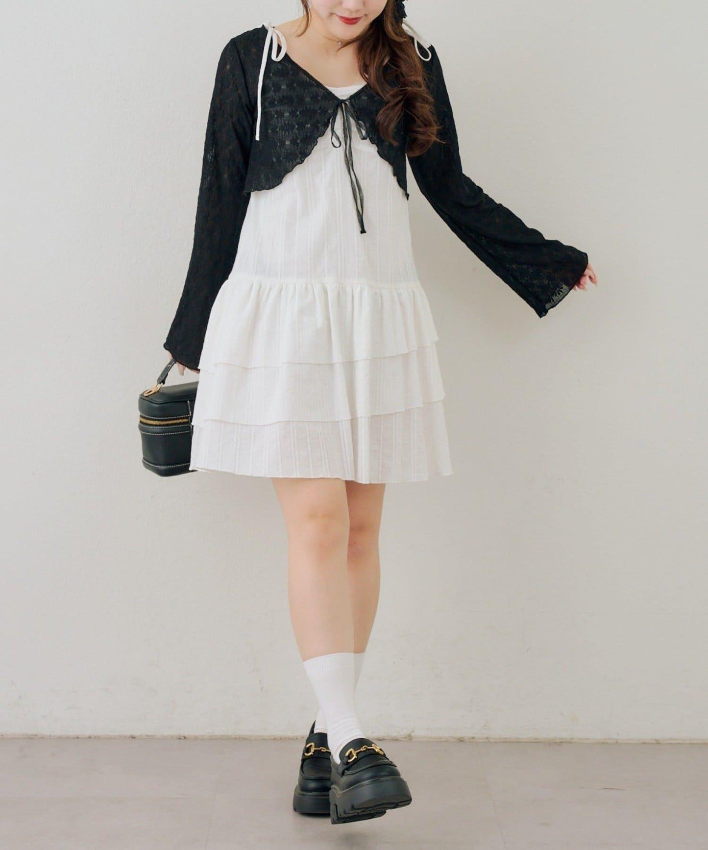 蕾絲小披肩吊帶長款上衣套裝