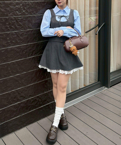 拼接蝴蝶結設計 襯衫