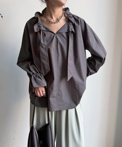 荷葉邊領 設計 襯衫