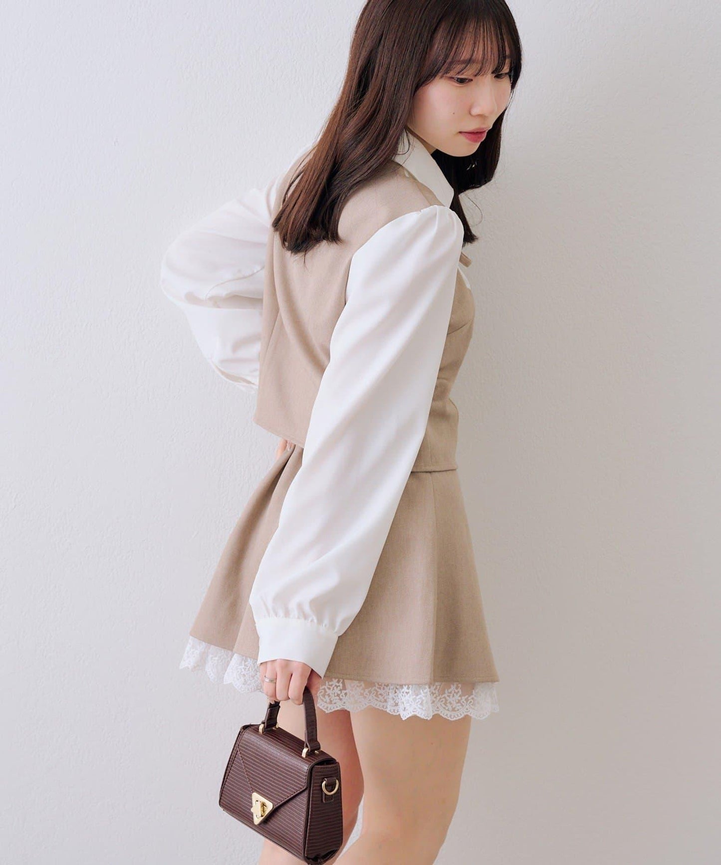 拼接蝴蝶結設計 襯衫