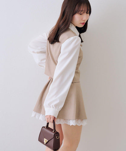 拼接蝴蝶結設計 襯衫