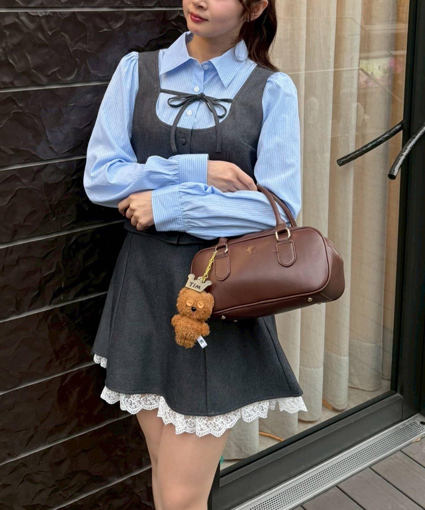 拼接蝴蝶結設計 襯衫