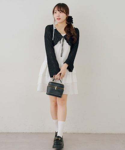 蕾絲小披肩吊帶長款上衣套裝