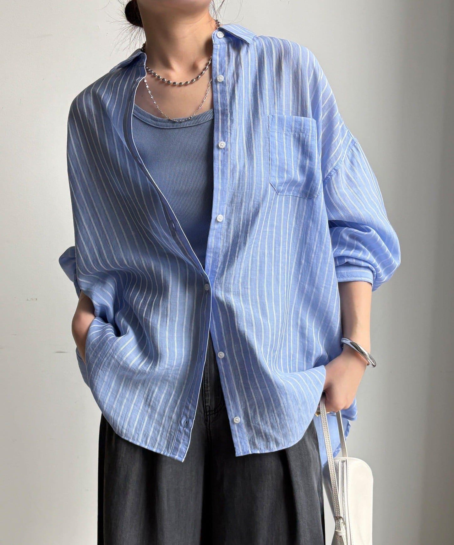 多穿法條紋設計襯衫