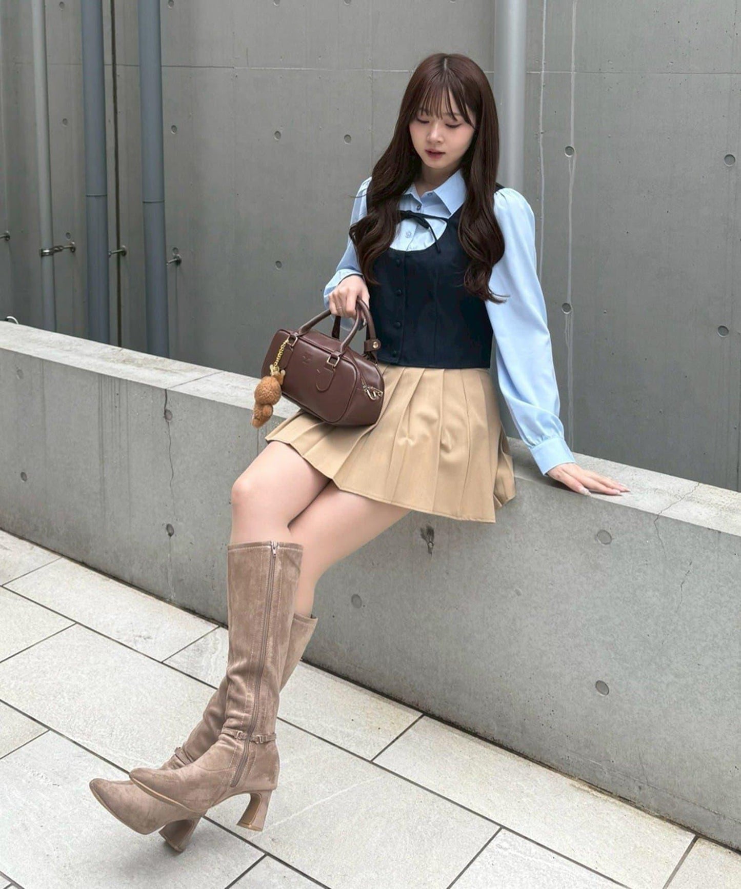 拼接蝴蝶結設計 襯衫