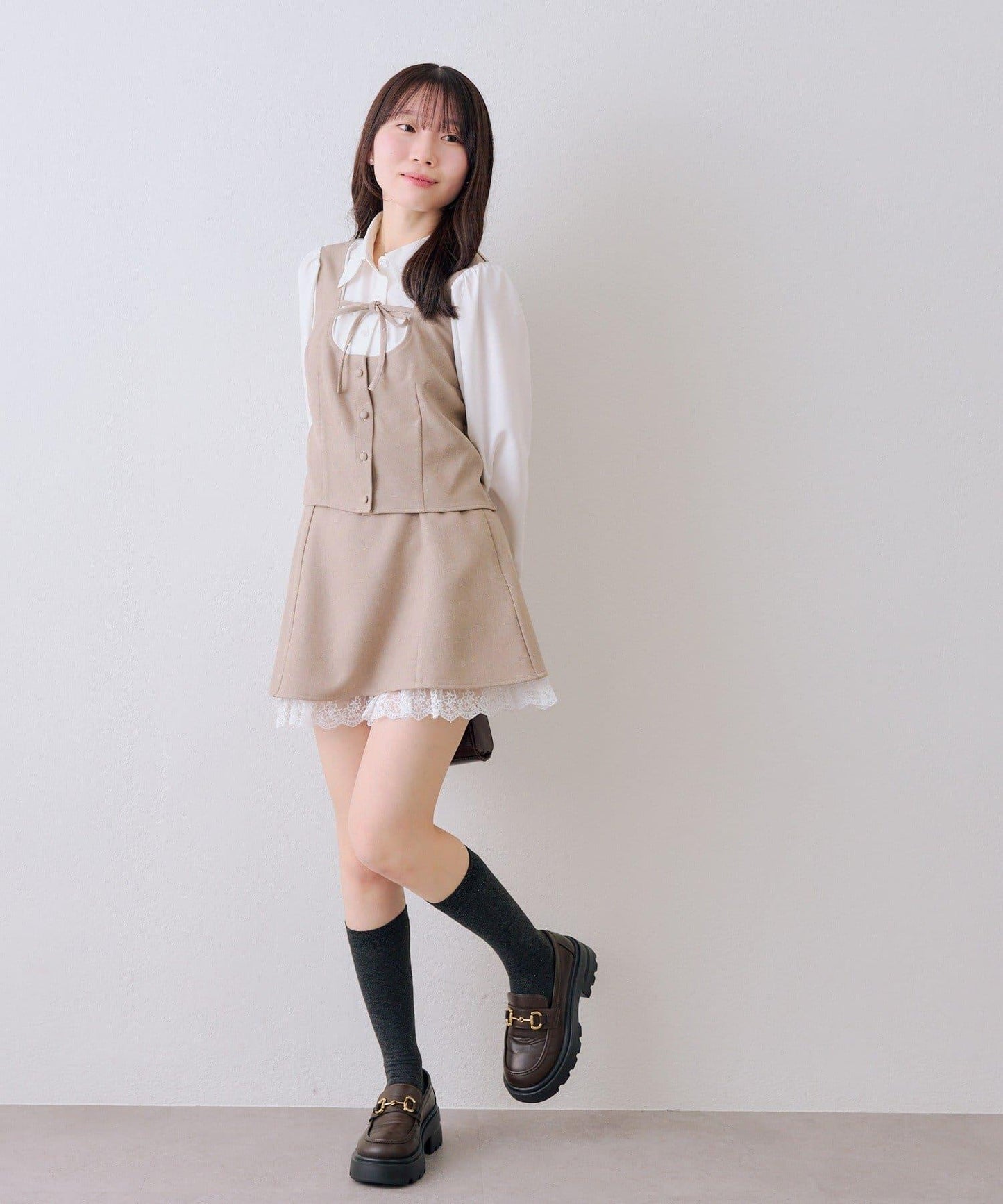 拼接蝴蝶結設計 襯衫