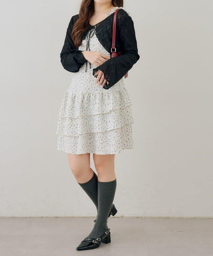 蕾絲小披肩吊帶長款上衣套裝