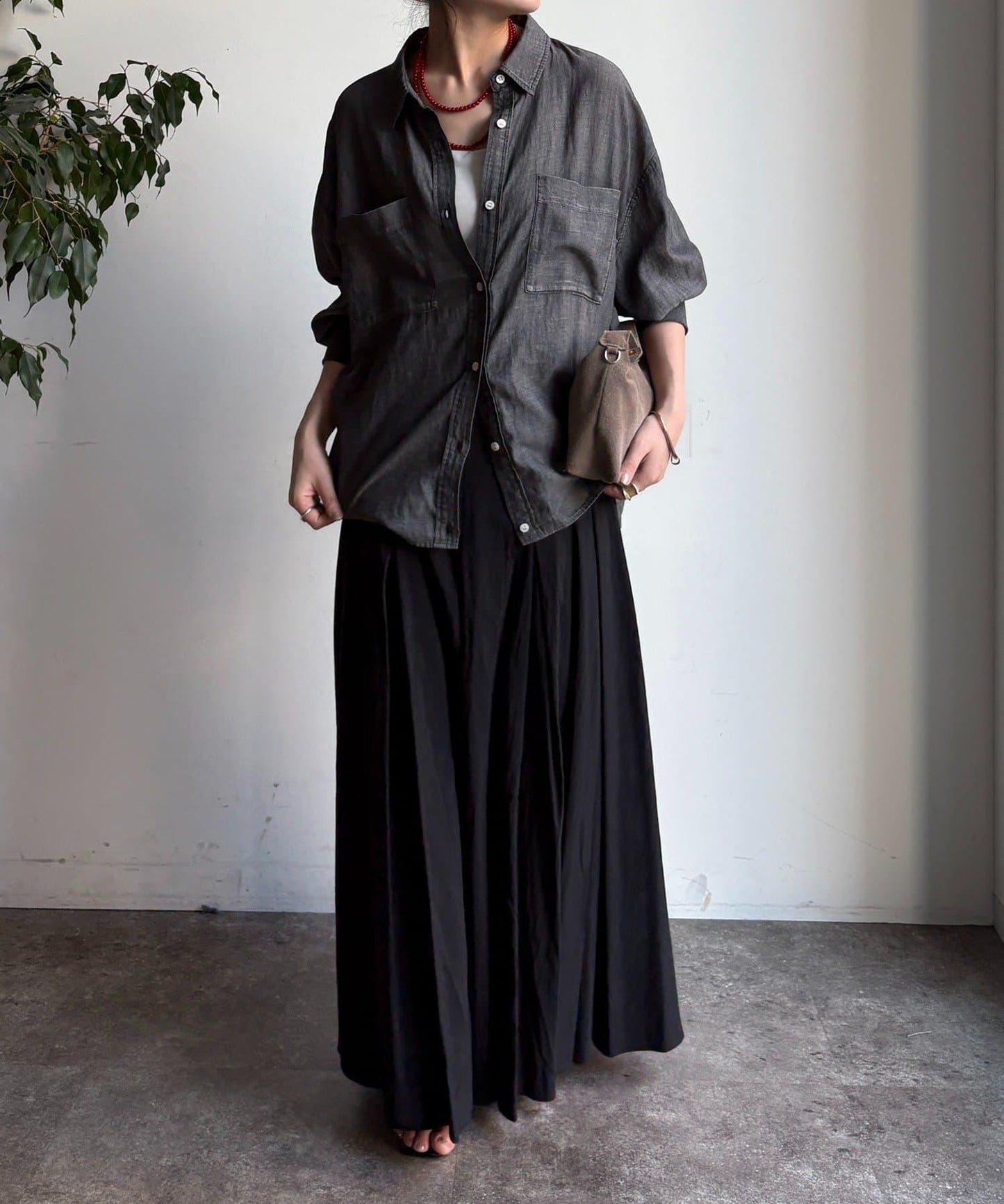 褶襉傘擺半身裙