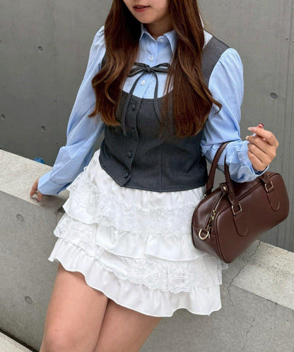 拼接蝴蝶結設計 襯衫