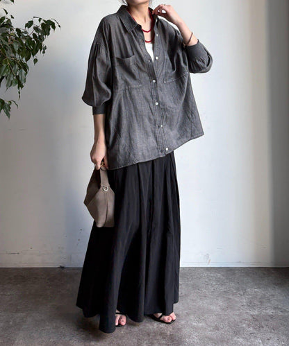 褶襉傘擺半身裙