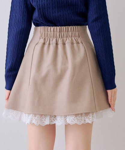下襬蕾絲迷你半身裙