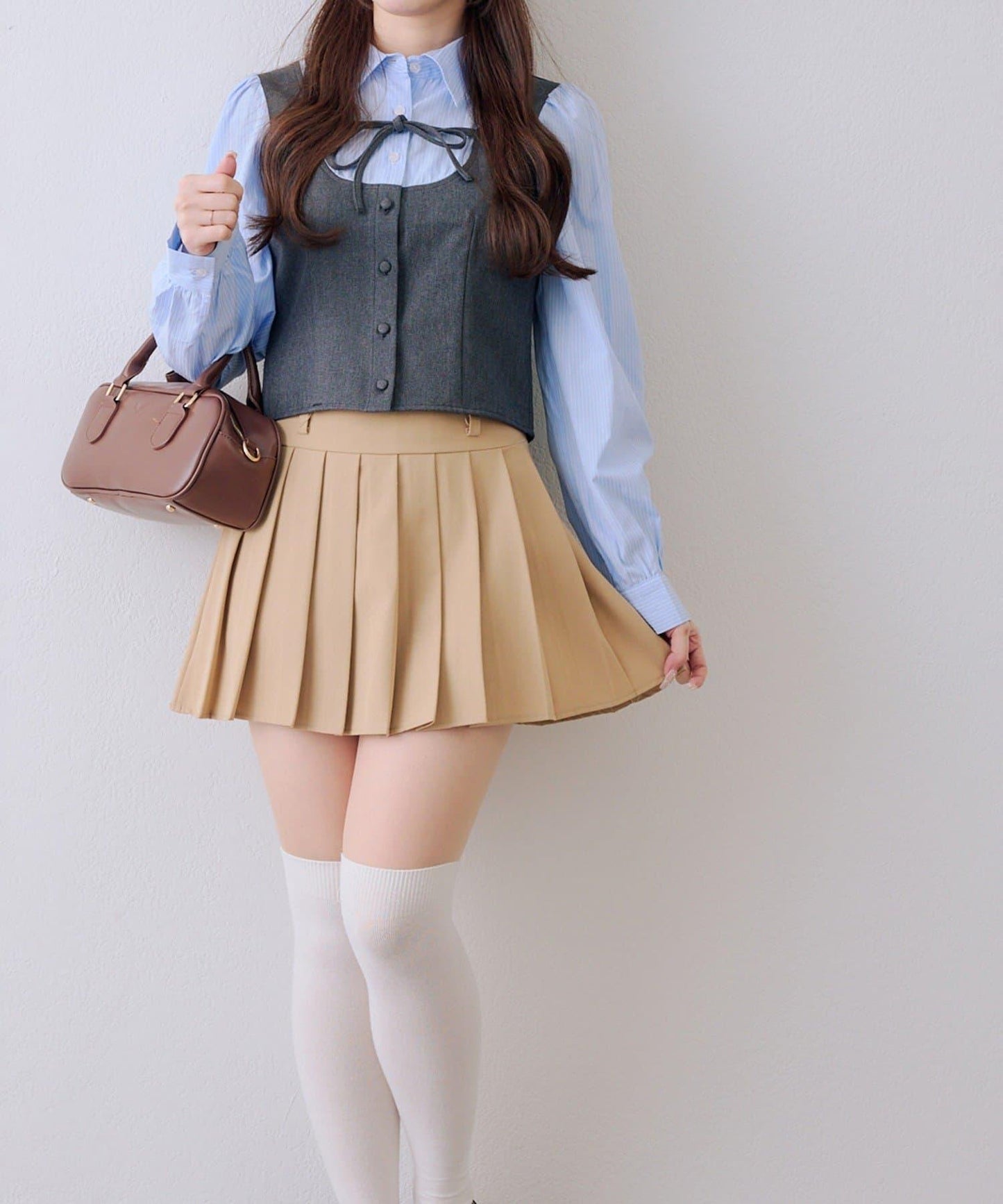 拼接蝴蝶結設計 襯衫