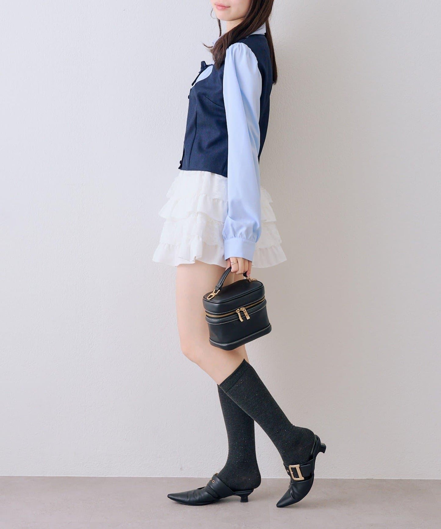 拼接蝴蝶結設計 襯衫