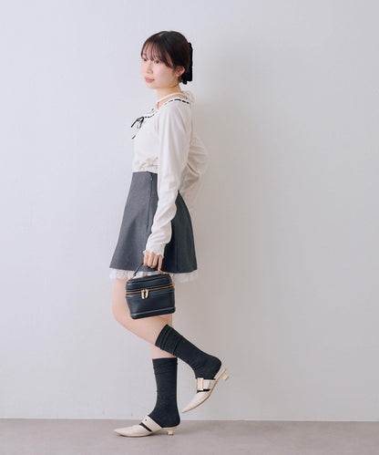 下襬蕾絲迷你半身裙