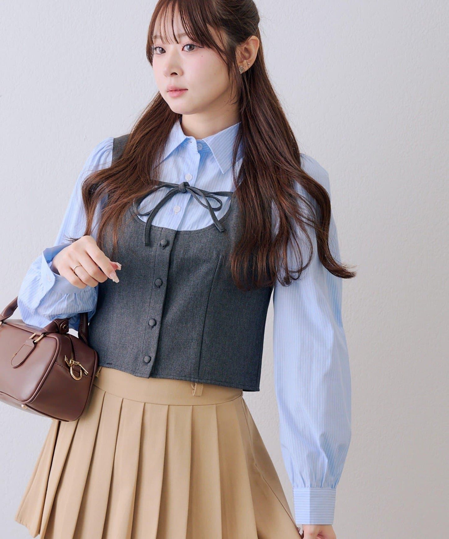 拼接蝴蝶結設計 襯衫