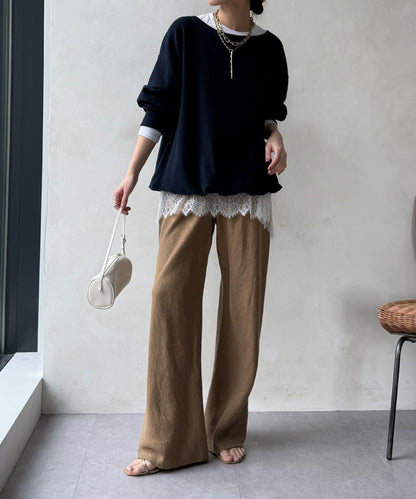 下襬蕾絲設計上衣