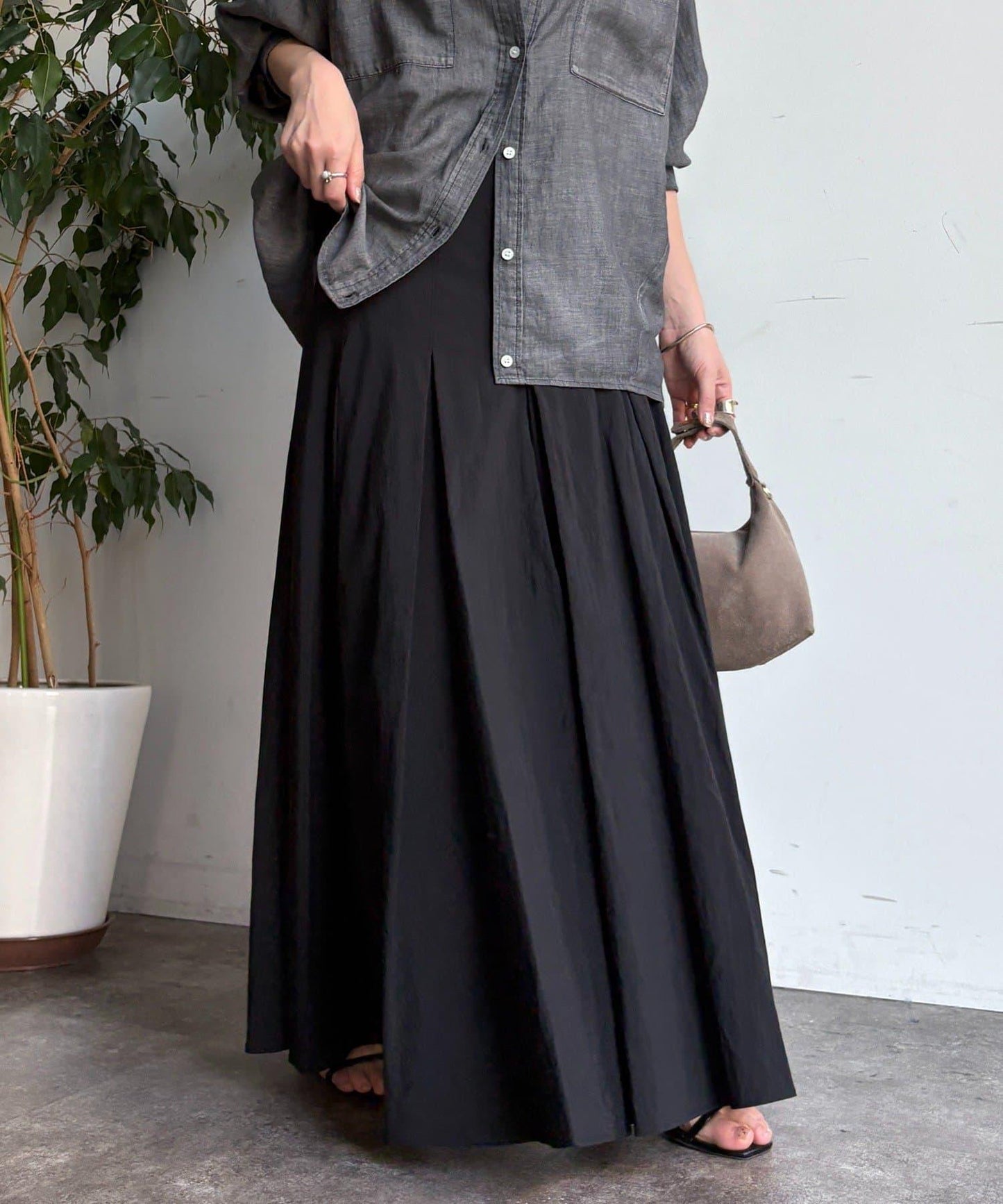 褶襉傘擺半身裙