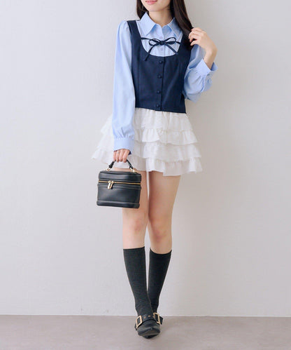 拼接蝴蝶結設計 襯衫