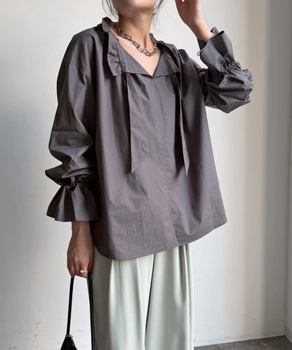 荷葉邊領 設計 襯衫