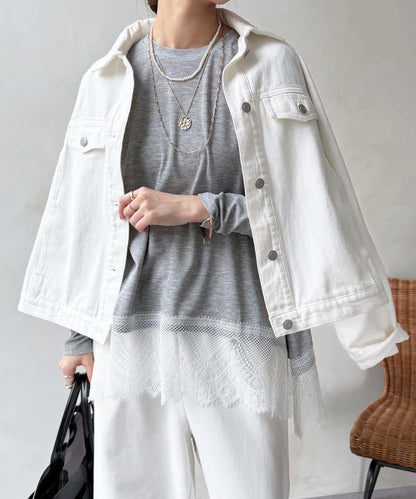 下襬蕾絲設計上衣