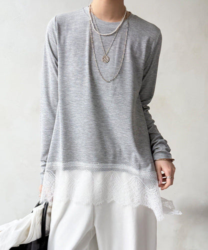 下襬蕾絲設計上衣