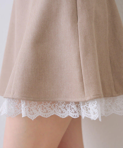 下襬蕾絲迷你半身裙