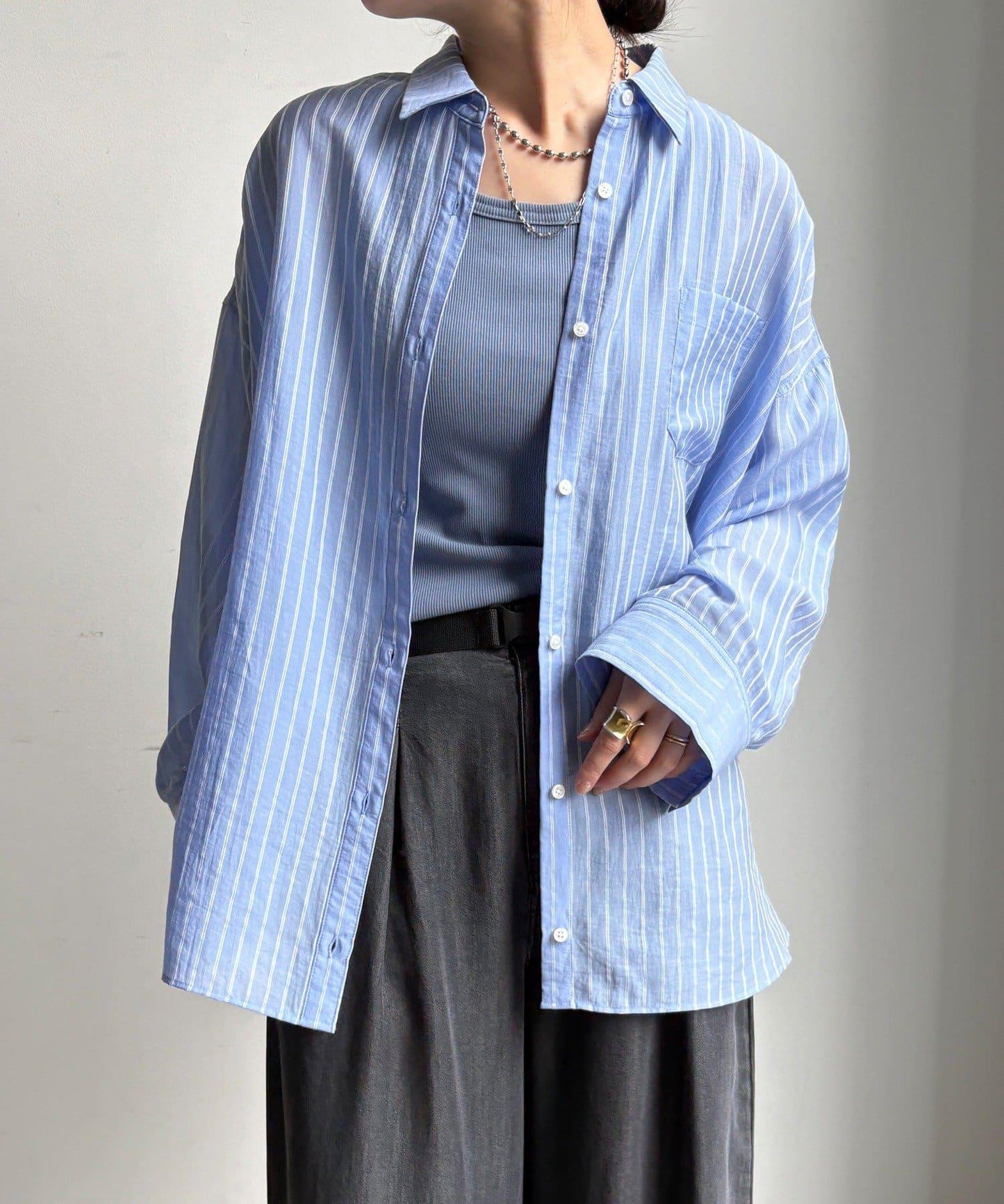 多穿法條紋設計襯衫