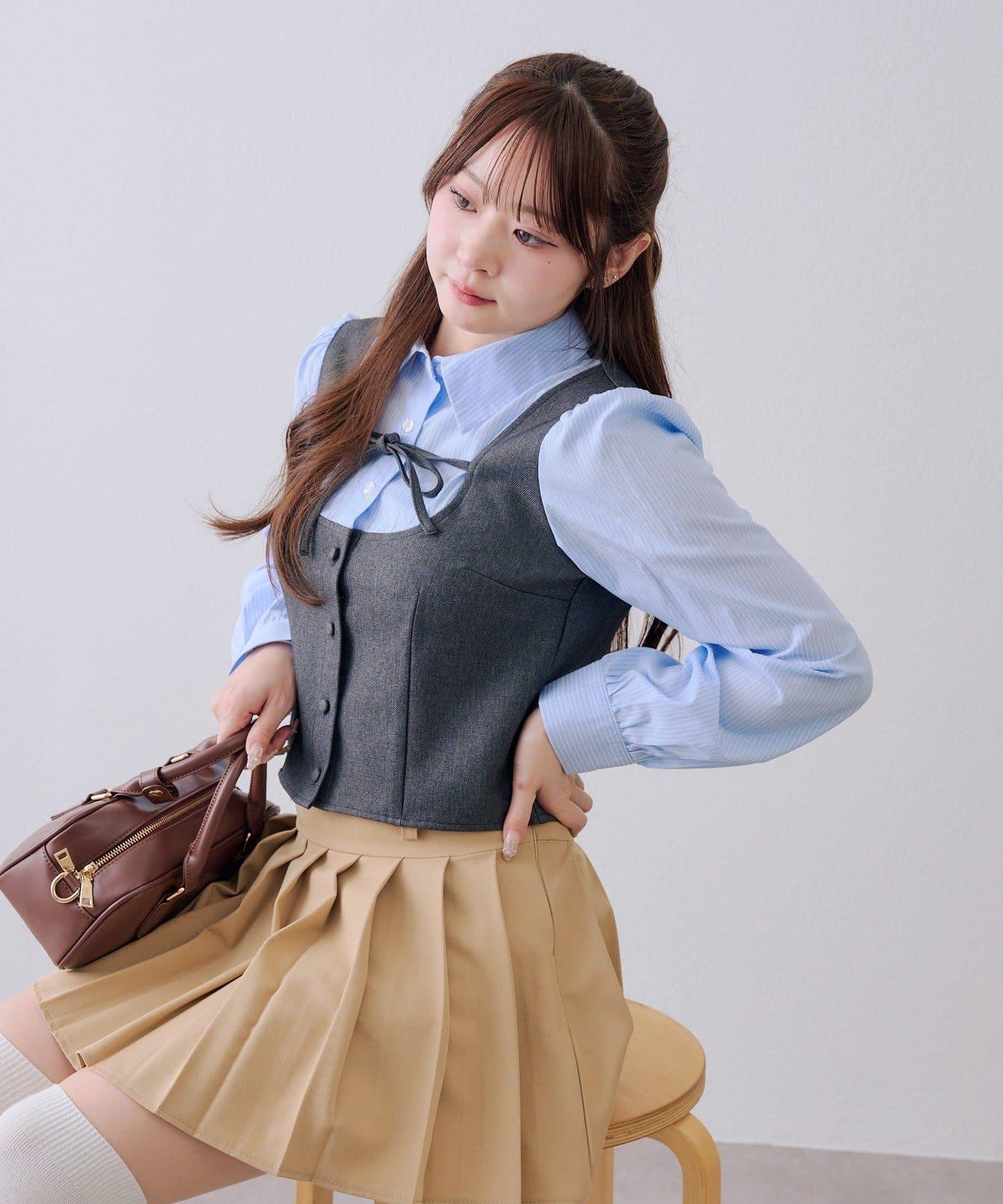 拼接蝴蝶結設計 襯衫