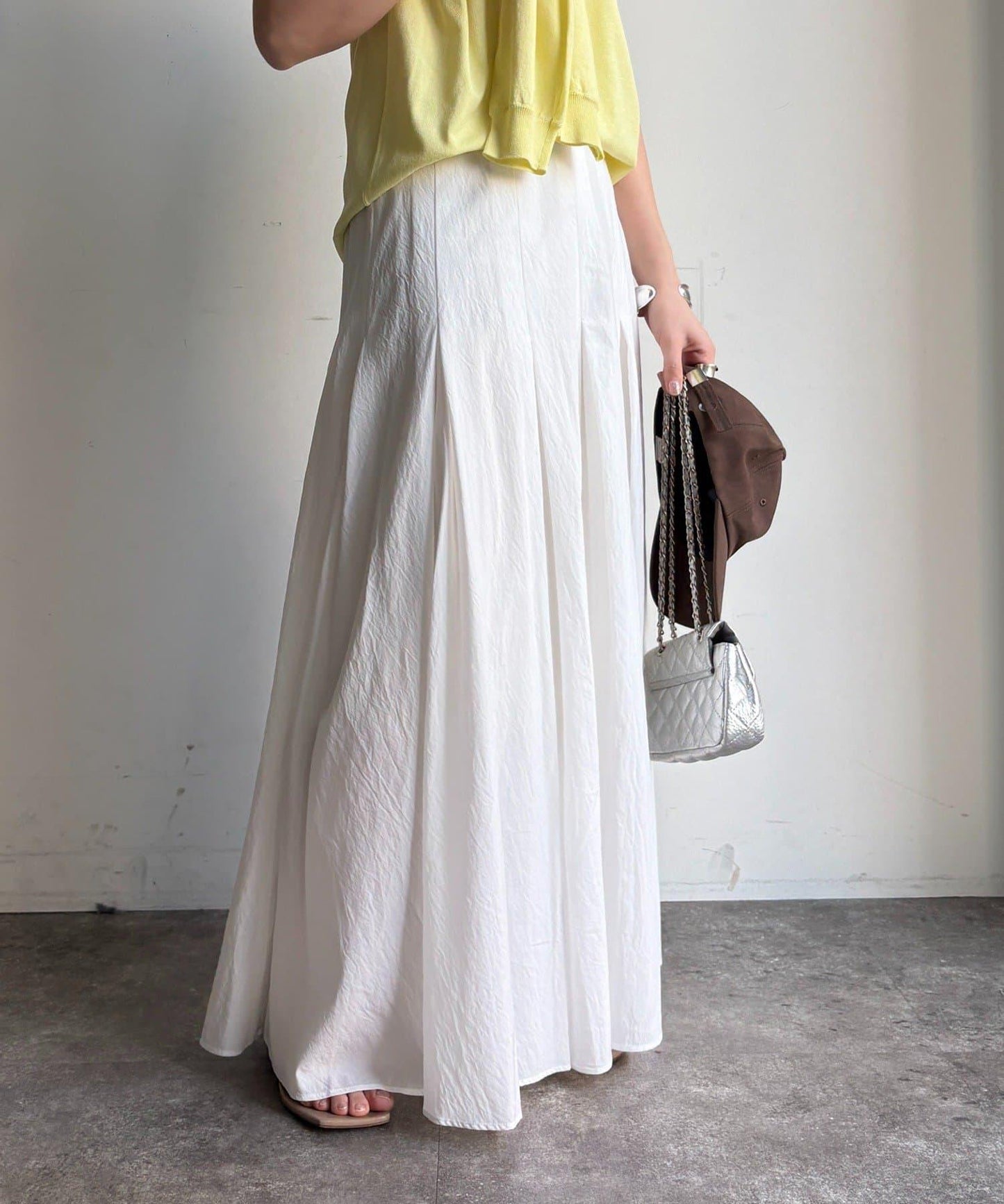 褶襉傘擺半身裙