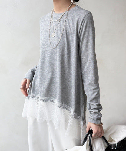 下襬蕾絲設計上衣